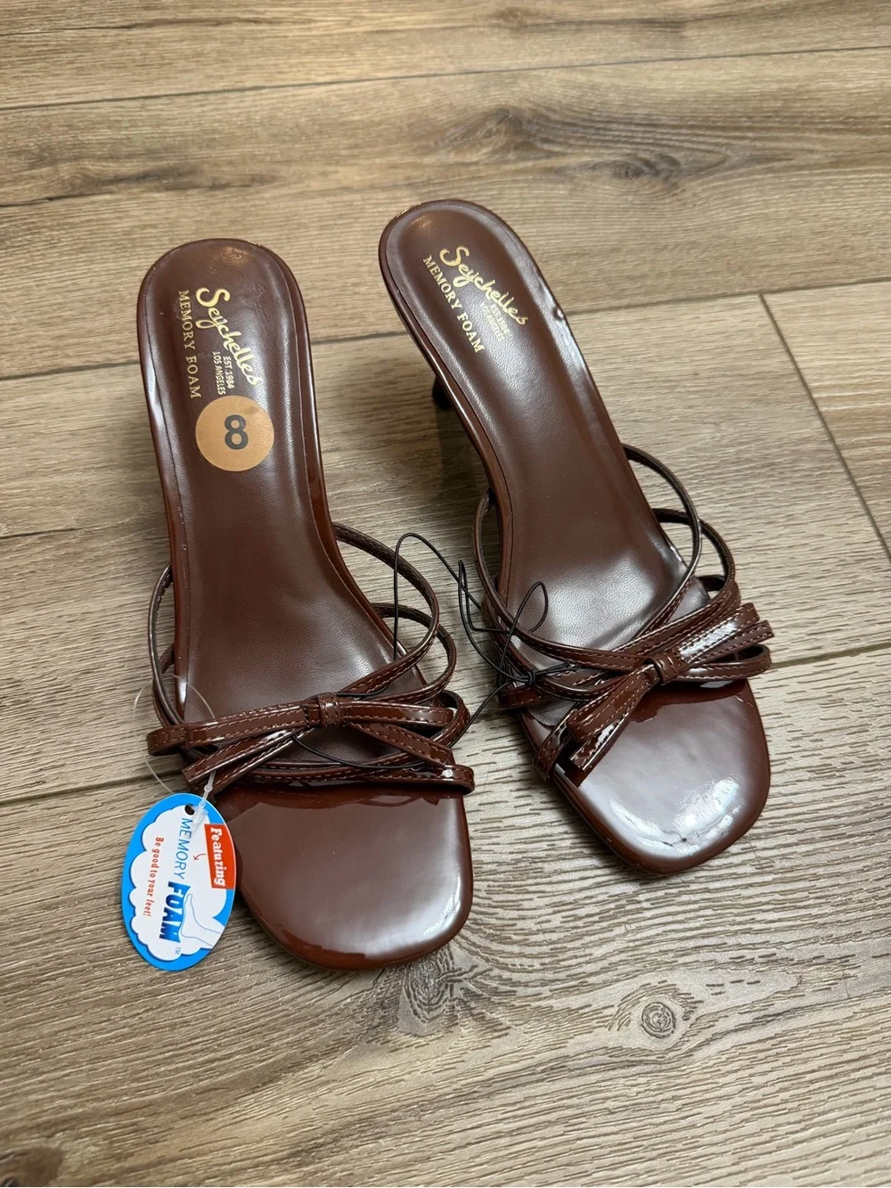 Angels Brown Bow-Strap Slide Sandals
